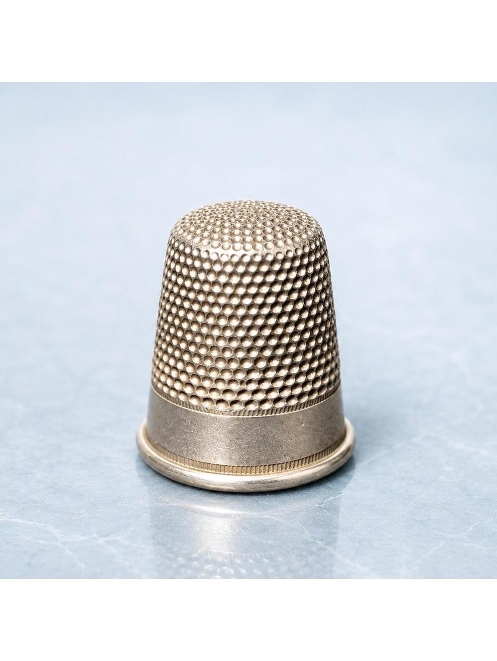 German 1930s Nickel Silver Sewing Thimble Size 9, 1”